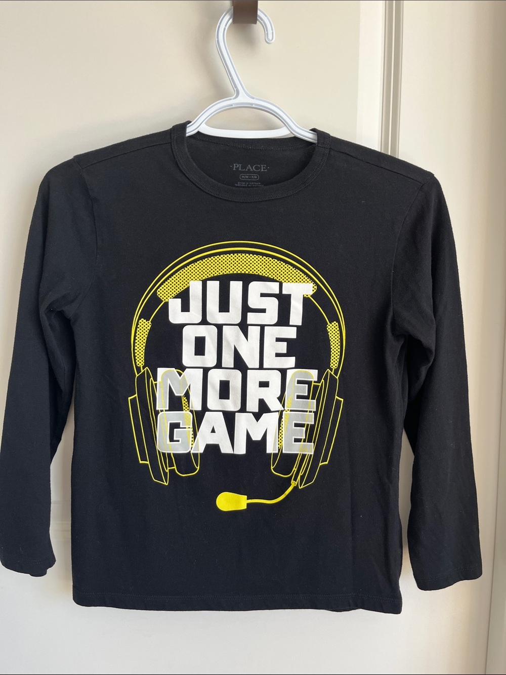 Place Black Graphic Tee with Yellow Headset